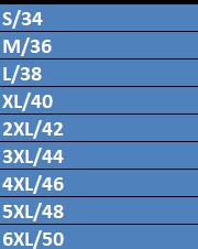 Size chart for MAC - Tracksuit